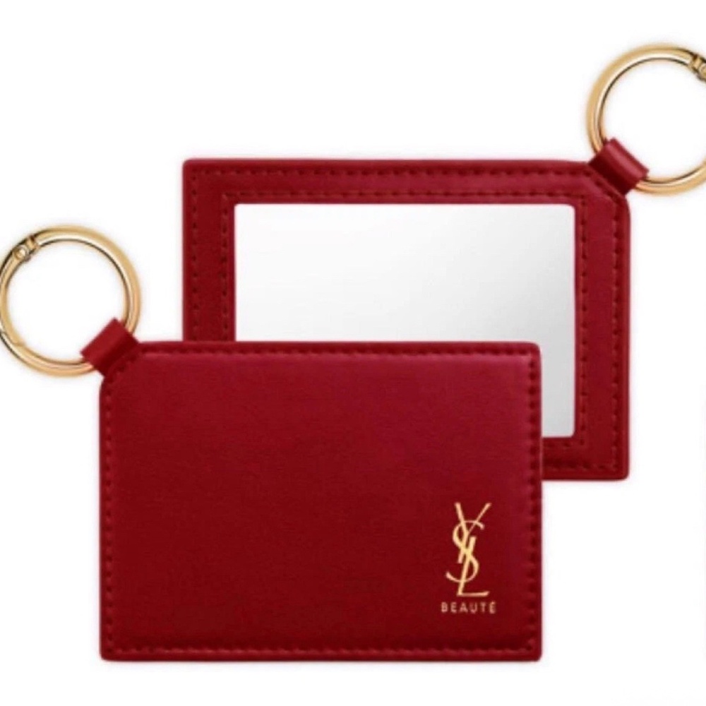NWT YSL Beaute Red Compact Pocket Mirror Key Ring GWP VIP